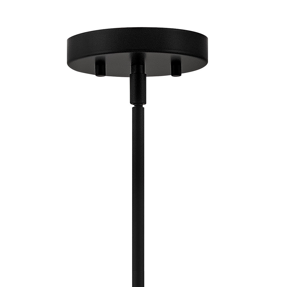 Villa Single Light Glass Steel Dimmable Pendant, Black