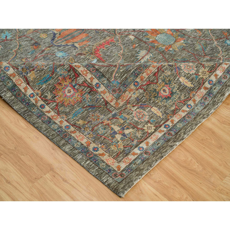 Tapis carré en laine texturé en soie noué à la main 10 pi x 10 pi DFA4AB0C653E47B6B528E850A5CF0D91