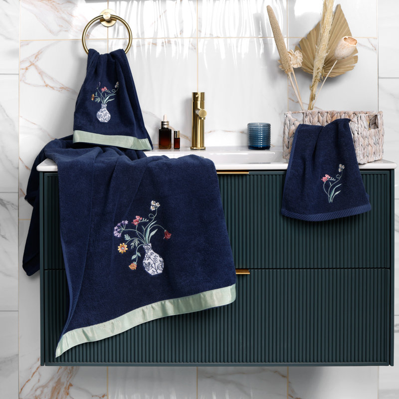 Débarbouillette en coton turc, Marine, Essuie-mains - paquet de 2