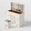 Bureau de meuble-lavabo 46 po avec 10 tiroirs, miroir de maquillage, tabouret, 3 modes d'éclairage, prise de courant, glissières silencieuses - grand port pratique éclairé pour chambre blanche, miroir personnalisable et charge