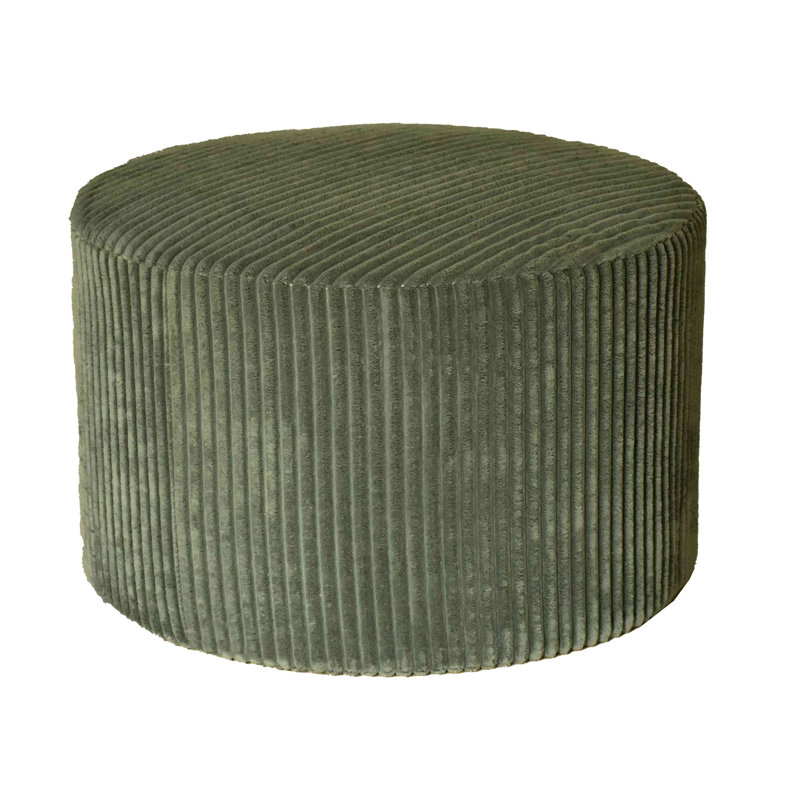 Corduroy Upholstery Full Compressed Ottoman, Dark Green
