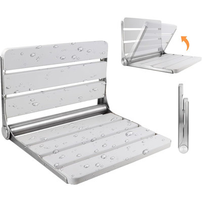 16 Inchs Teak Folding Shower Seat Wall Mounted, Foldable Shower ...