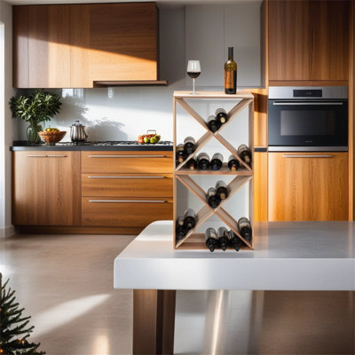 Haidin Solid Wood Floor Wine Bottle Rack in Brown