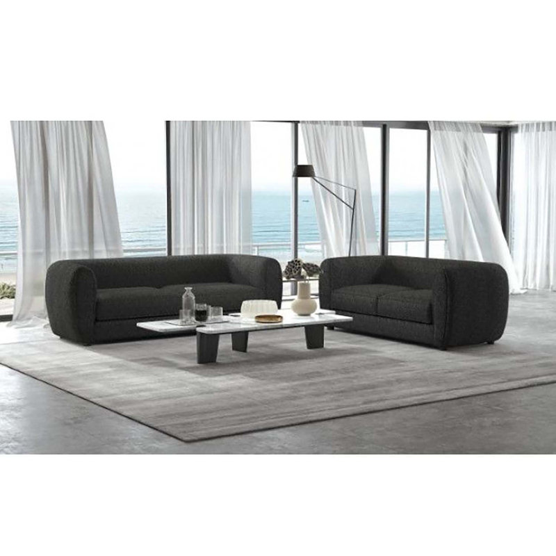 Arjen Upholstered 67'' Loveseat, Black Boucle