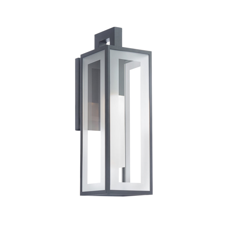 Black Aluminum LED Outdoor Wall Sconce with Clear Glass Panels