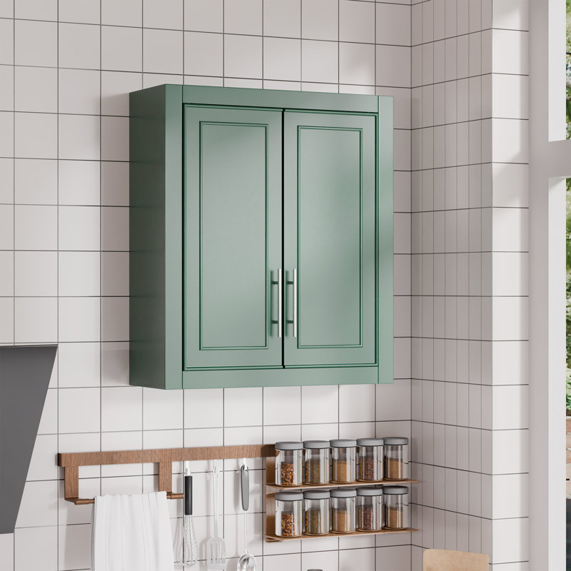 Armoire de cuisine murale 26 po H avec tablettes réglables, L 22 po x H 26 po, Forest Green