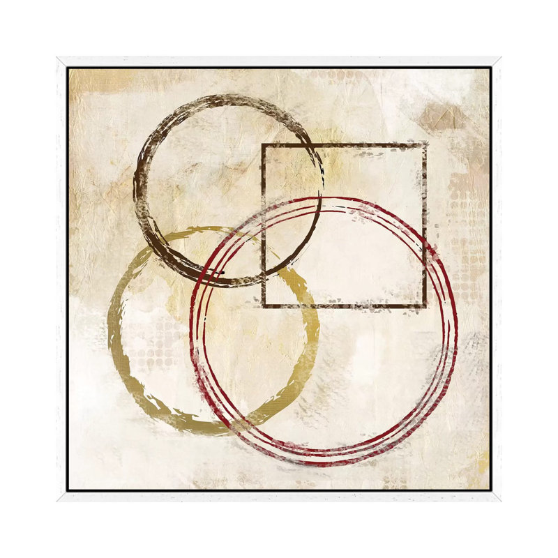 Circles And Squares II 1 Piece Wall Art on Canvas, 66.04 cm H x 66.04 cm W x 4.445 cm D, White Floater Framed