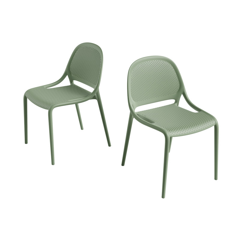 Chaise de salle à manger empilable Dewald, Vert Aloe Vera