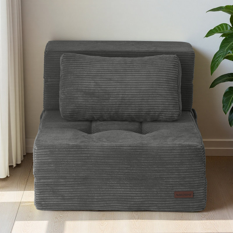 Canapé-lit Boneless, Gris foncé, H 24 po x l 27,95 po x P 29,5 po