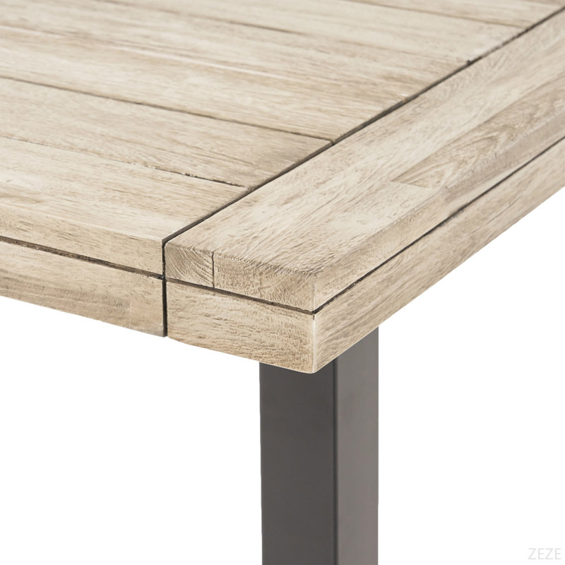 Table de salle à manger rustique en bois et métal, Blanc