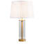 Albesa 57cm Cylinder Clear Glass Gold Metal Table Lamp-106542943
