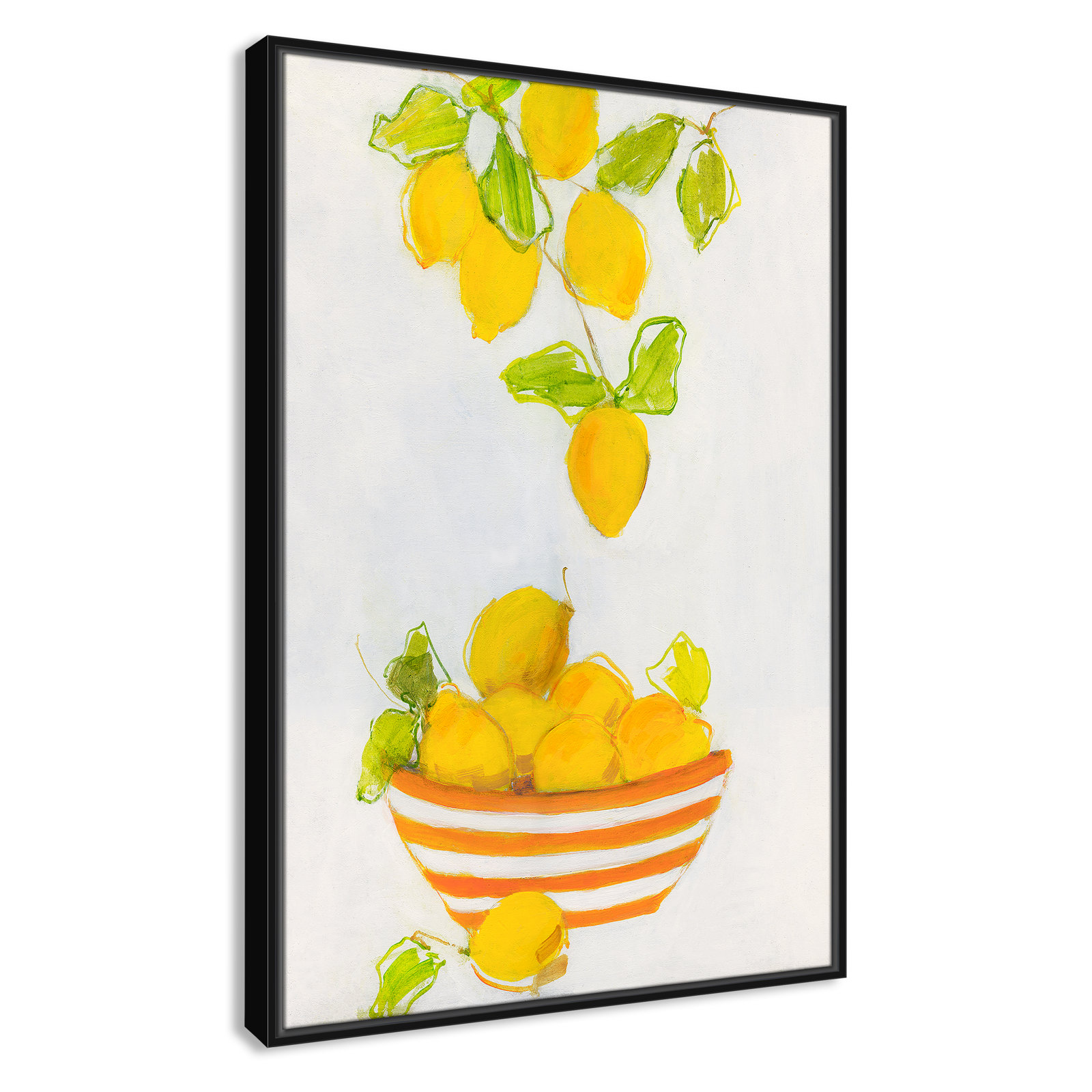 Darcy "Lemonlicious" Painting by Sally Swatland, 37.5" H x 25.5" W x 2" D, Black Framed Canvas