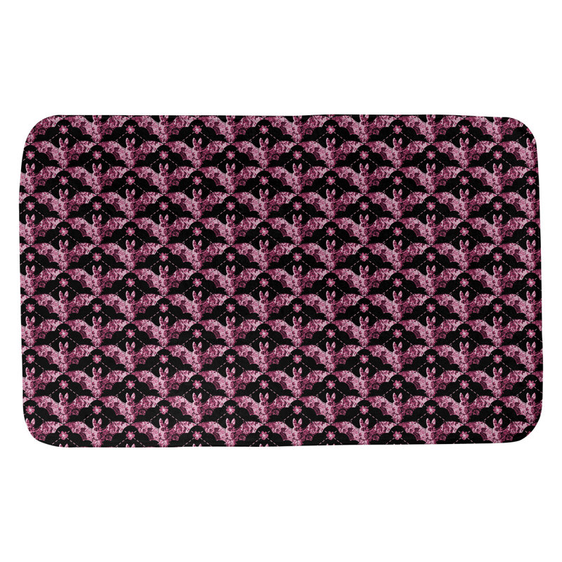 Tapis pour salle de bain arc-en-ciel Leffel, l 21 po x L 34 po, Rose / Noir