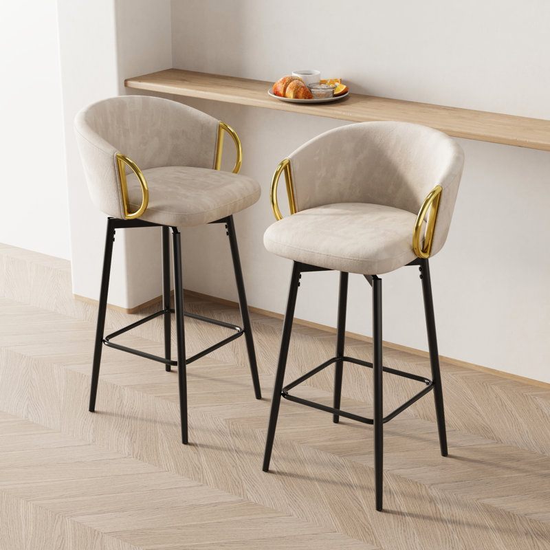 2pcs Beige Velvet Dining Chairs With 360° Swivel, Comfortable Sitting Experience, Fabric, Stable Metal Legs, For Different Environments, Easy To Install And Clean Up Swivel (2pcs) - Dependable Daily