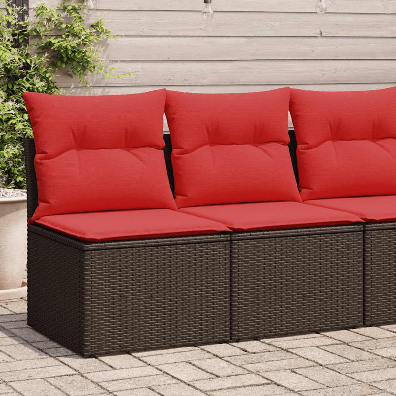 Ensemble de canapé de patio avec coussins 2 pièces Ebern Designs, Rouge, Brun