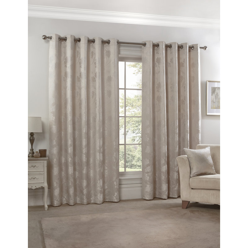Blossom Eyelet Room Darkening Curtains, Cream, 168 W x 183 D cm