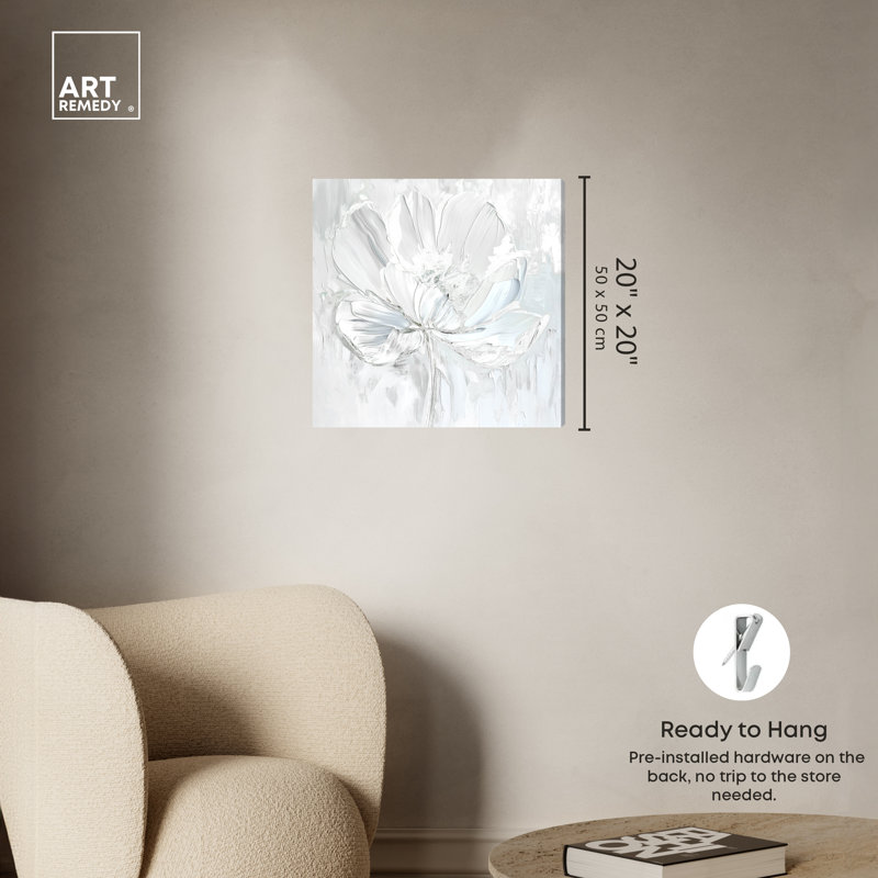 Off-White Magnolia Floral Canvas Wall Art, 20" x 20"