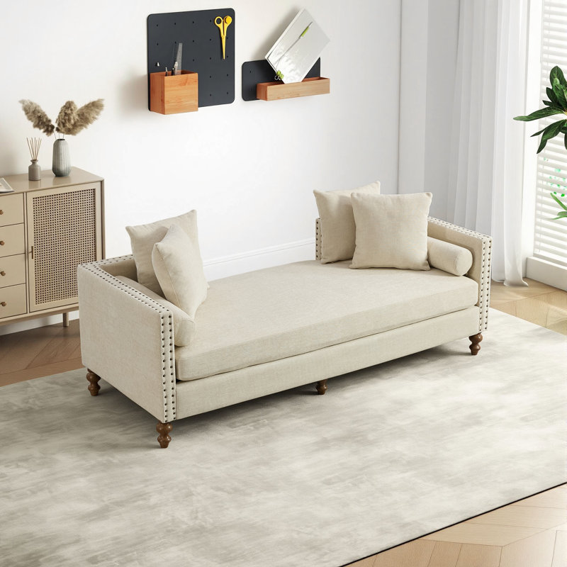 Canapé-lit rembourré surdimensionné de 75 po de longueur, Beige