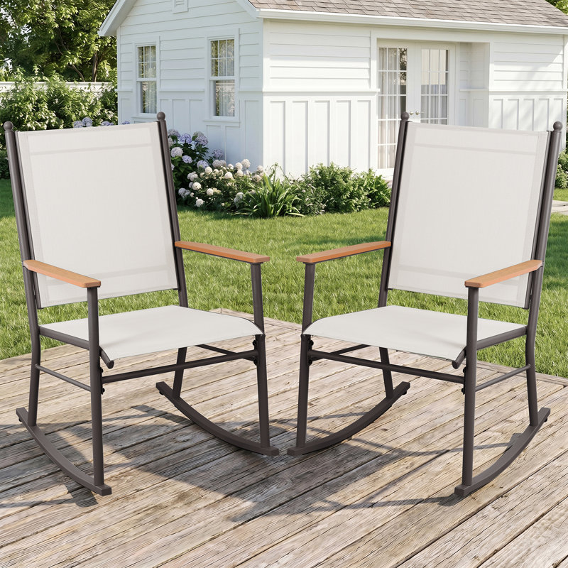 Chaises berçantes de patio pour 2 personnes, Beige