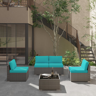 Ensemble de conversation d'extérieur pour 4 personnes avec coussins Yuchen