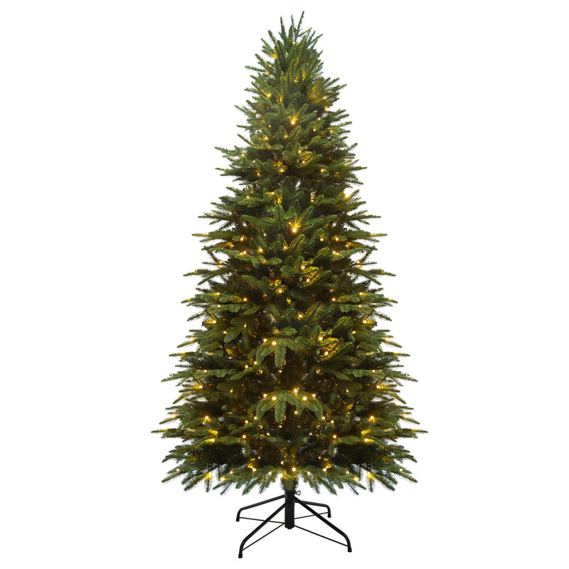 Arbre de Noël artificiel pré-éclairé avec lumières DEL, 9 modes d'éclairage et branches articulées, 6'