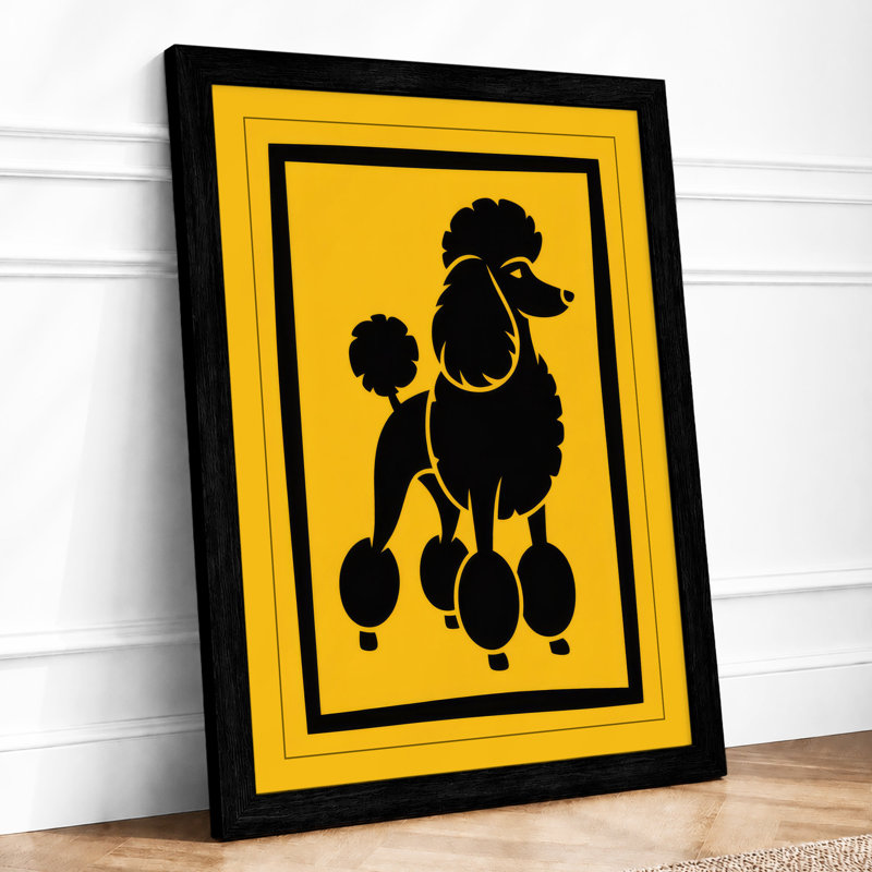 Twin Poodles Modern - Framed Print, Black, A4 - 29.7 x 21.0 cm