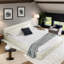 Grand lit plateforme tapissier avec tissu chenille-915300484