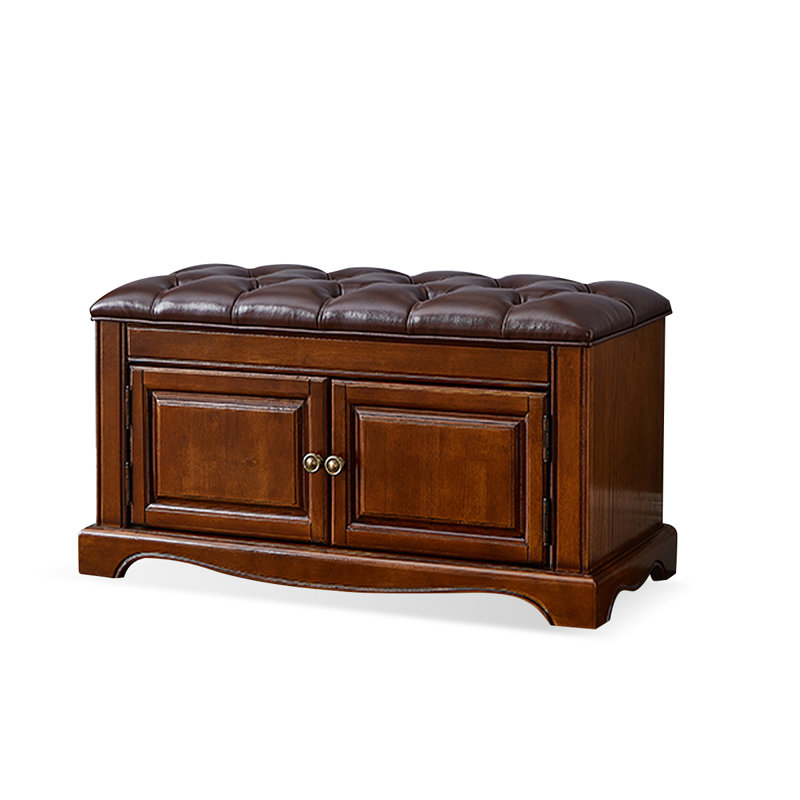 Banc de rangement pour chaussures en cuir de style rétro, Couleur de l'image