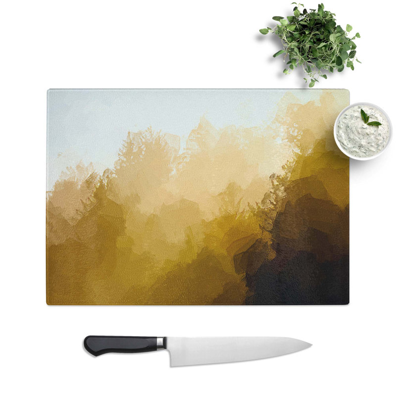 Glass Gold Forest in Abstract Chopping Board, 39 cm W x 28.5 cm L