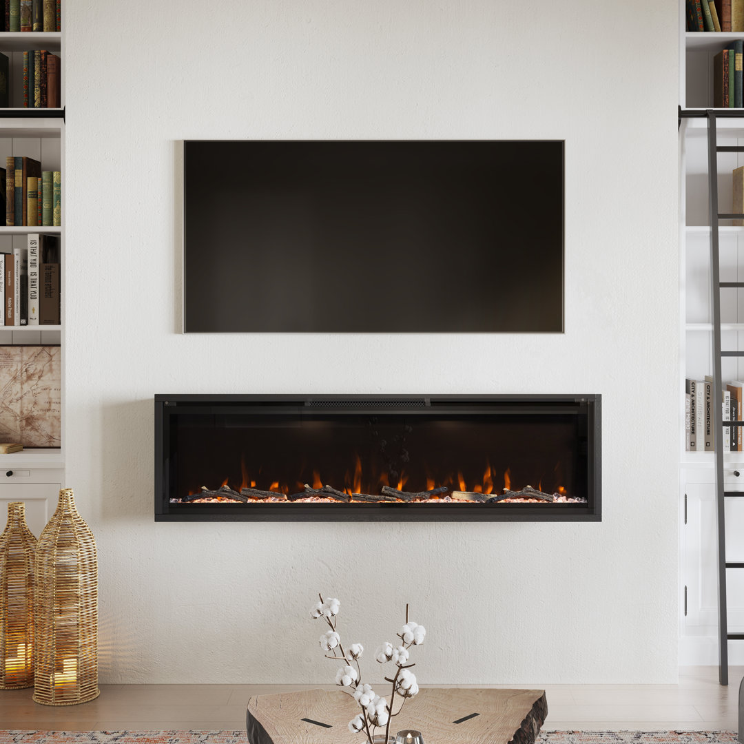 Aerus Recessed or Wall Mounted Electric Fireplace, Alexa or Google Home Compatible, Logs & Crystals, Remote Control Modern Ember 