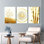 Golden Floral, Abstract Mandala, and Bamboo Canvas Wrapped Wall Art (Set of 3)