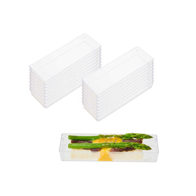 Restaurantware-5.2 x 1.8 Inch Mini Tasting Plates, 100 Disposable Rectangle Plastic Plates - Durable, Stylish, Clear Plastic Hors D'oeuvre Serving Plates, For Desserts Or Appetizers At Parties