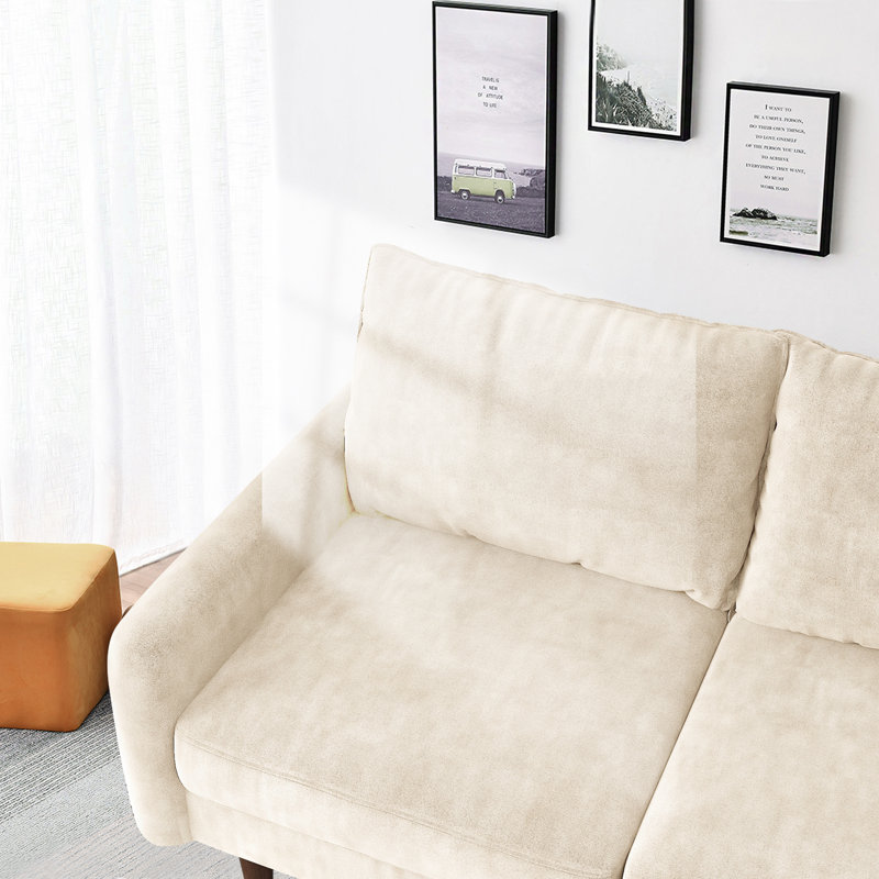 Causeuse Marick, Velours beige, H 33,1 po x l 56,3 po x P 31,1 po