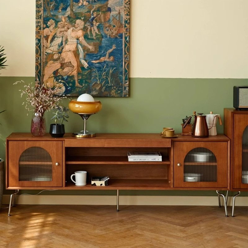 Walnut Solid Wood TVStands, 24.41"H x 47.24"L x 14.96"W
