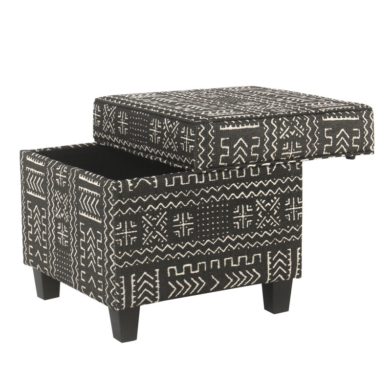 Asha 17.5" Square Storage Ottoman, Onyx
