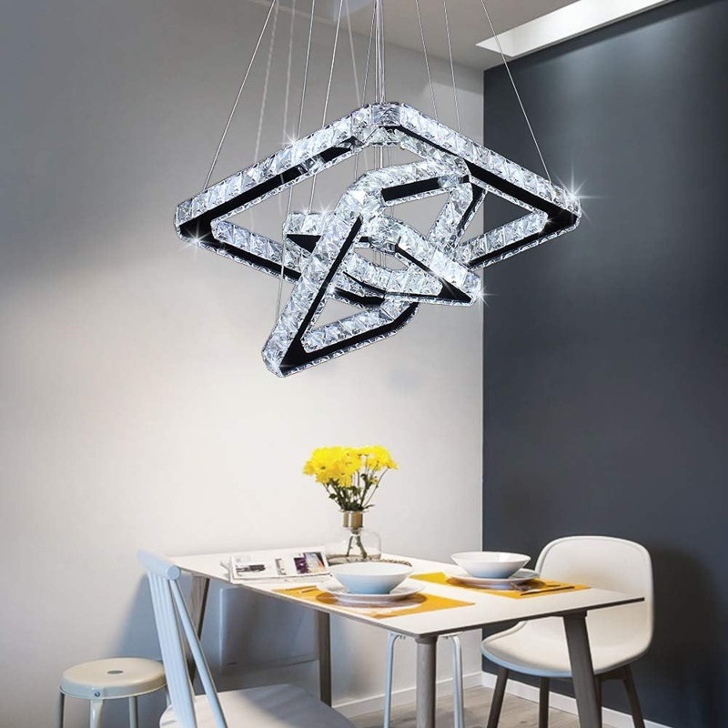 Lustre moderne en cristal, Noir mat