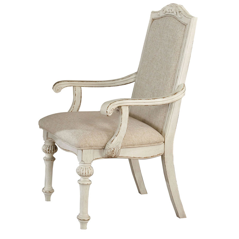 Mohall Fabric Upholstered Armchair, Beige/Antique White/Beige