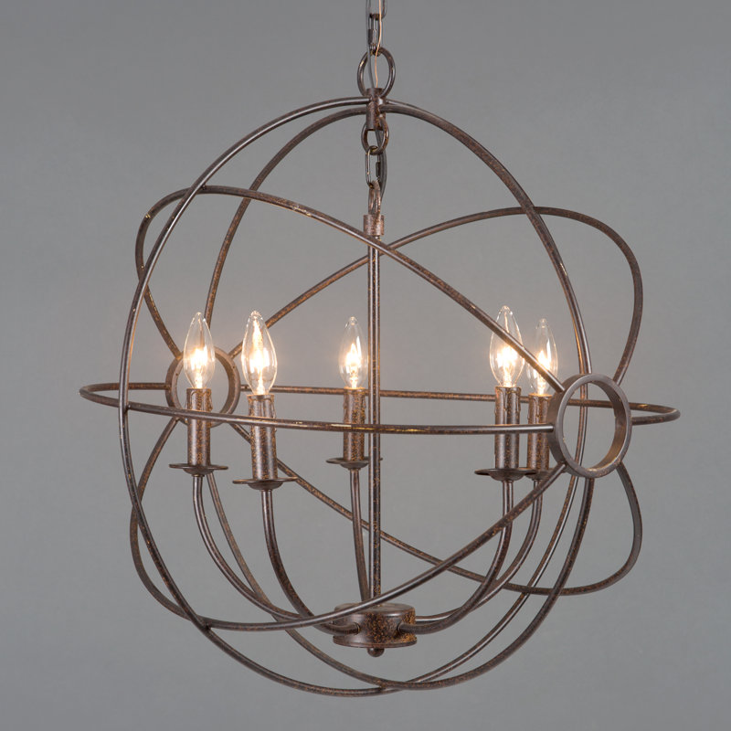 Padilla 5 - Light Dimmable Globe Chandelier, Rustic