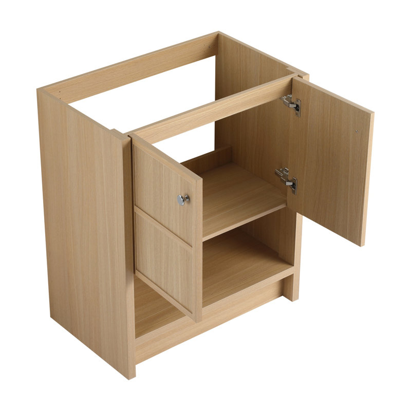 Meuble-lavabo autoportant, 2 portes à fermeture douce, chêne, contreplaqué (excluant l'évier), meuble-lavabo, 29"