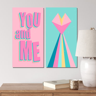 Vintage Rainbow Colorful Geometrics II " Vintage Rainbow Colorful Geometrics II " 2 - Pieces