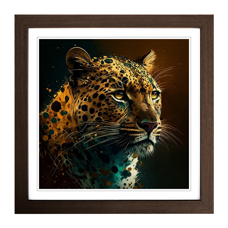 Leopard Expressionism - Framed Print, Walnut