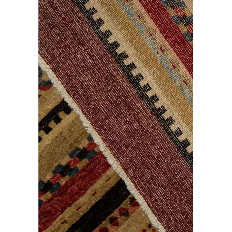 Wool Striped Area Rug in Wine/Green/Brown