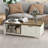 Farmhouse Coffee Table With Storage And Drawer, Rustic Coffee Table For Living Room, Open Shelf, White