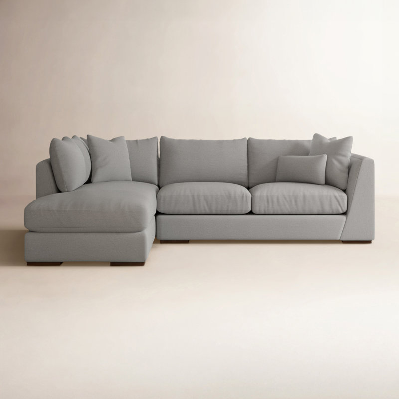 Humberto 115" Wide Sofa & Chaise, Bayou Light Gray Canvas, Left Hand Facing