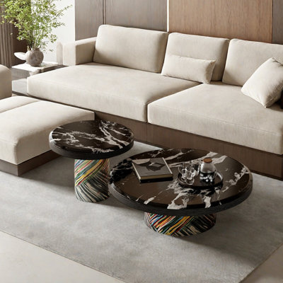 Ensemble de 2 tables basses en marbre