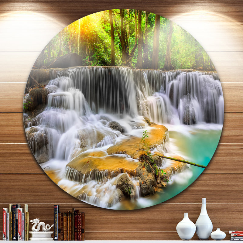 « kanchanaburi province cascade », impression, H 30 po x l 40 po x P 1,5 po, Métal