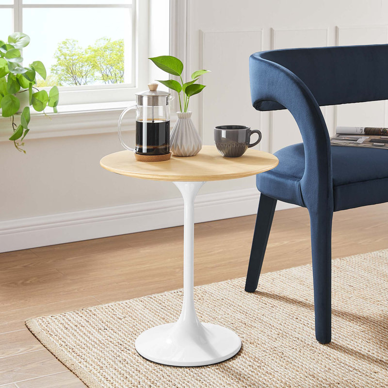 Modway Lippa Round Side Table, Natural, White