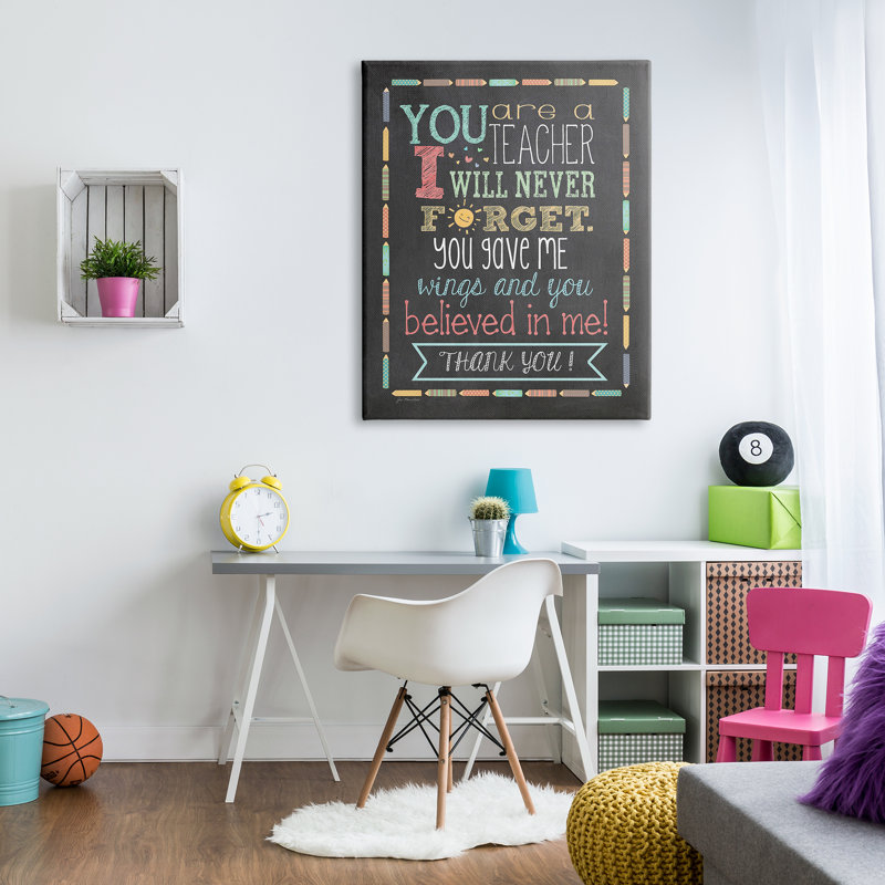 «Teacher I'm Never Forget Expression» par Jo Moulton - impression, H 48 po x l 36 po x P 1,5 po, Toile tendue