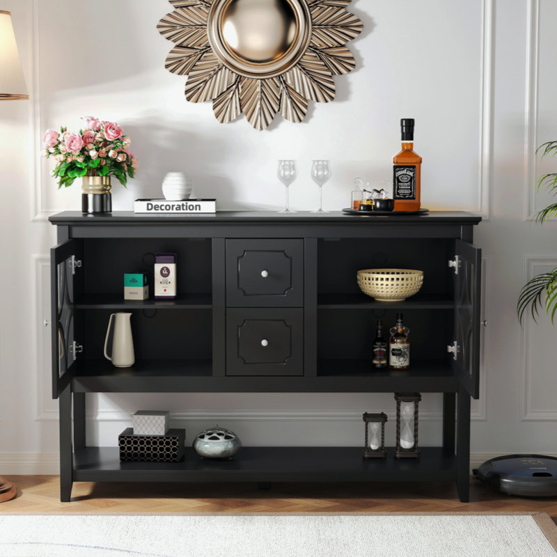 Carnarvon 51.8" Wide Sideboard,Credenza with2 Drawer Buffet Table, Black