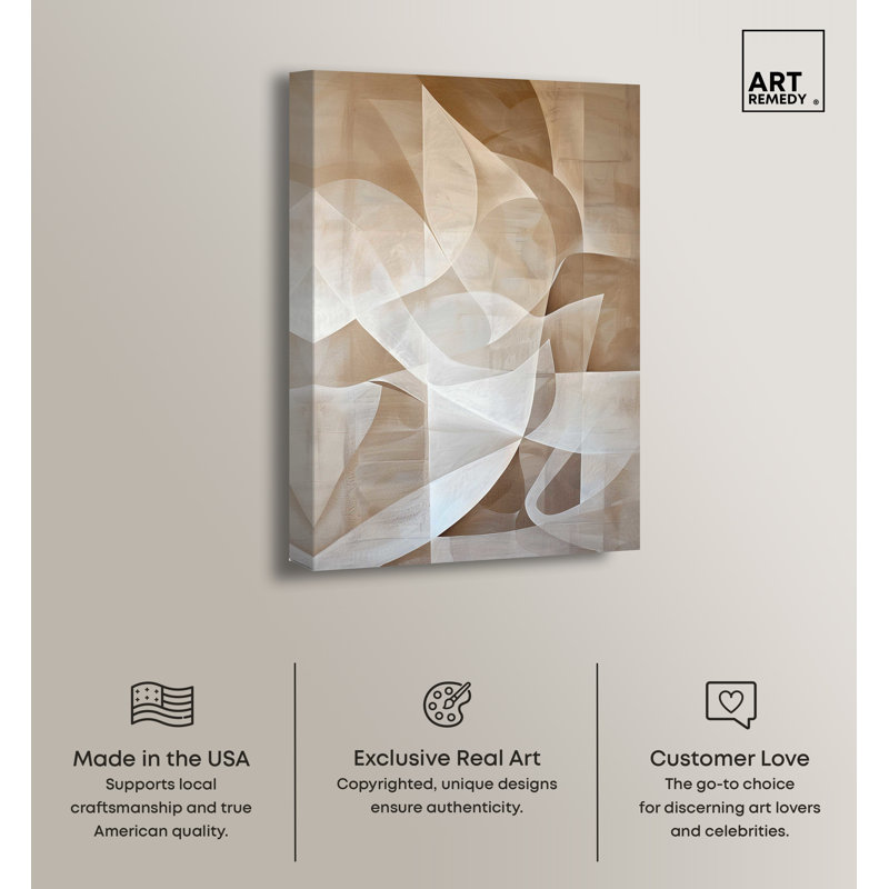 Art Remedy Beige and White Abstract Canvas Wall Art, 24" x 36"